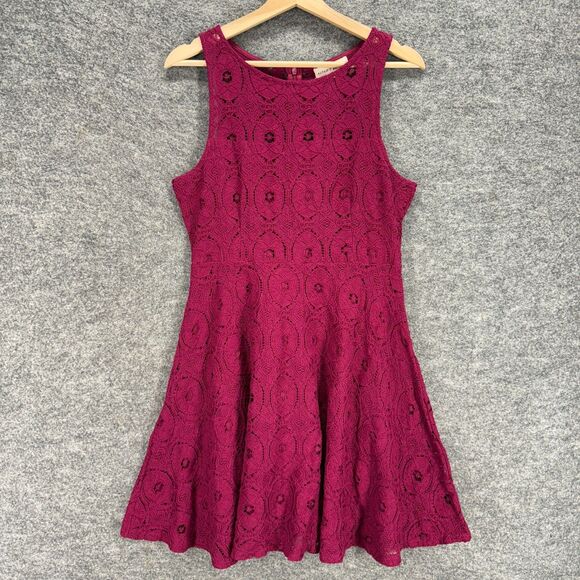 Altar'd State Dress Women L Large Pink Geometric Crochet Sheath Midi Zipper - Picture 1 of 7